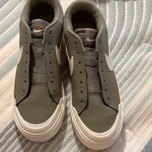 Nike Olive and White Sneakers with Tan Accent- NO Laces